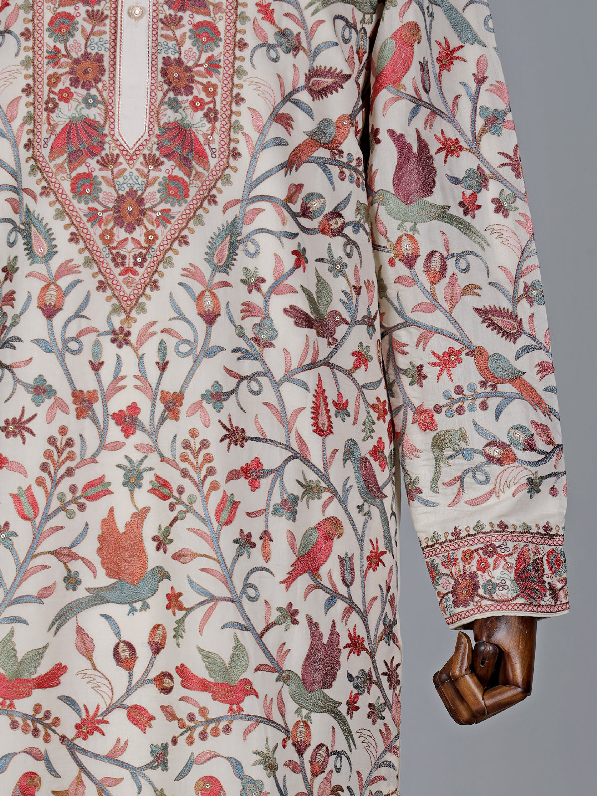 White embroidery silk kurta suit