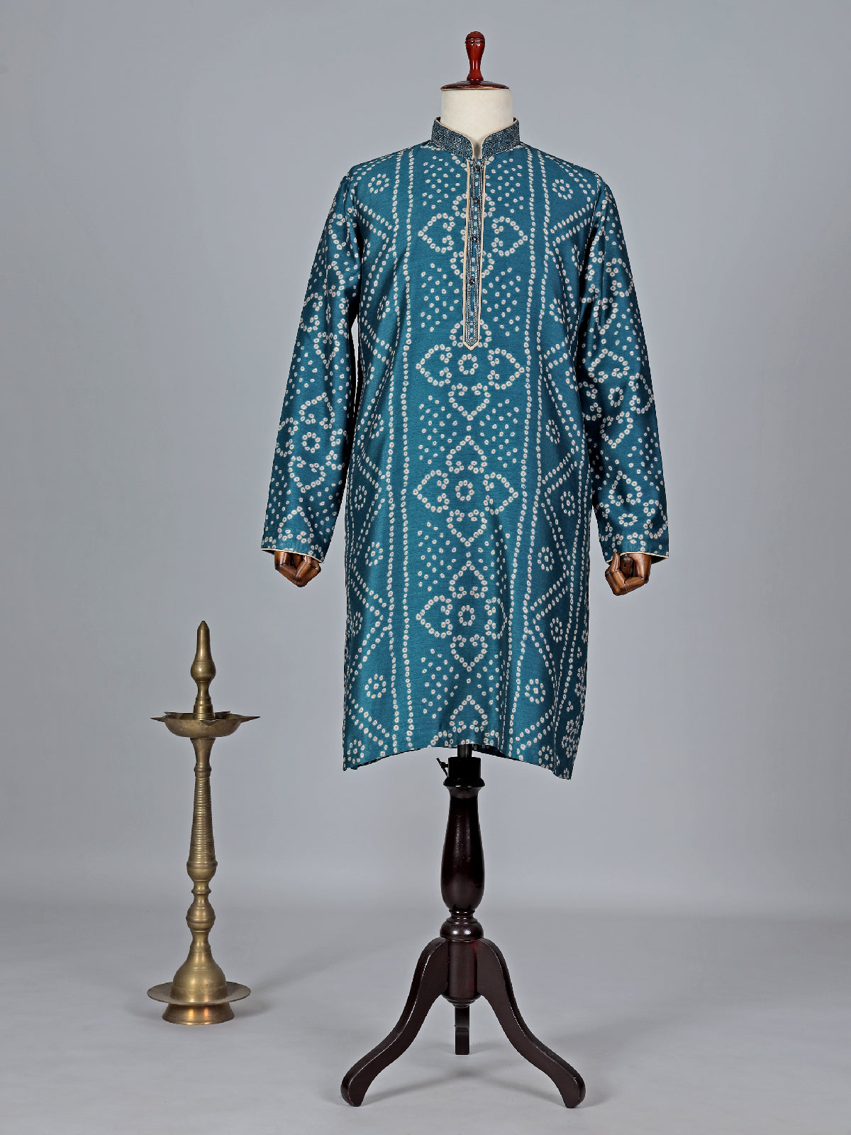 Latest rama blue silk kurta suit for mens festive wear