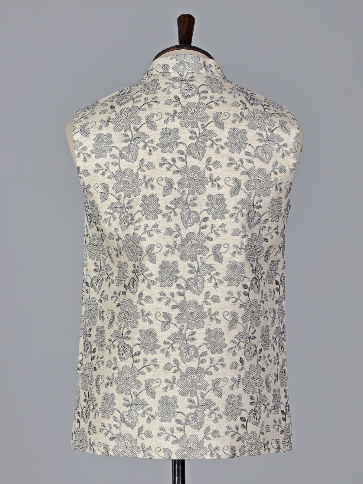 Cream cotton silk zari highlighted ethnic waistcoat