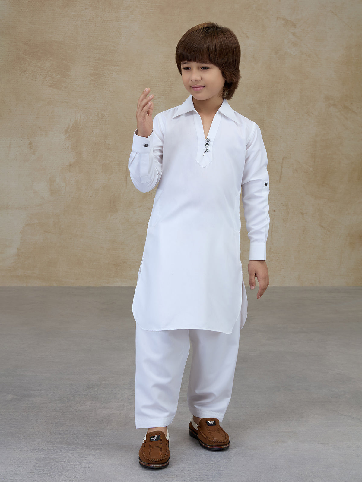 White cotton pathani kurta salwar festive set