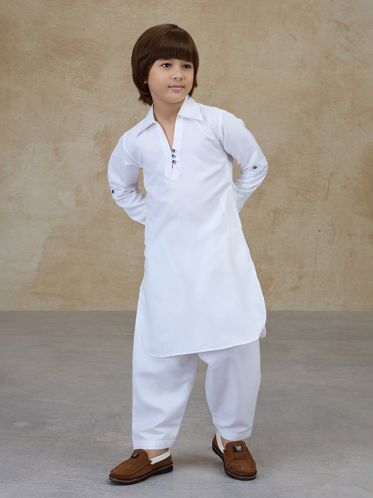 White cotton pathani kurta salwar festive set