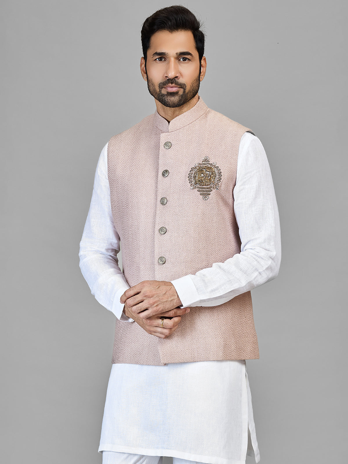 White reception wear waistcoat set