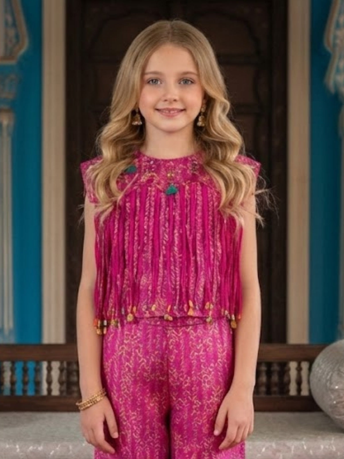 Pink festive wear cotton silk co ord set