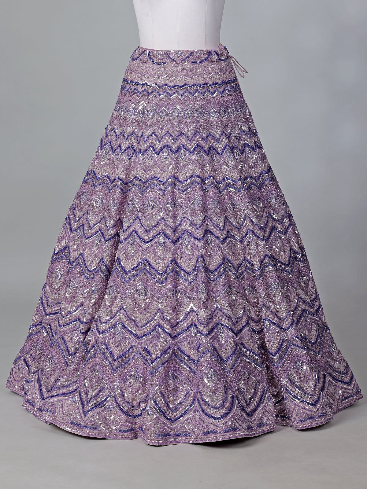 Lilac purple net designer lehenga choli for reception