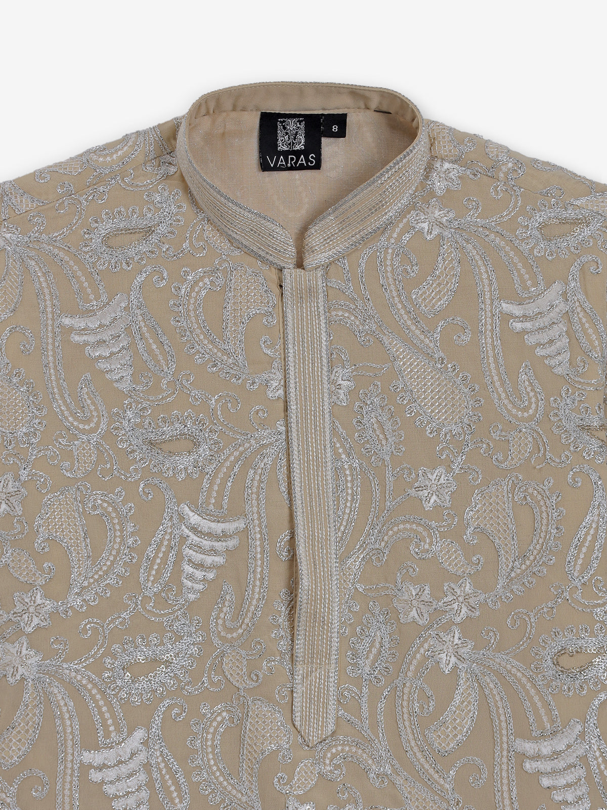 Dusty beige georgette kurta suit with thread work