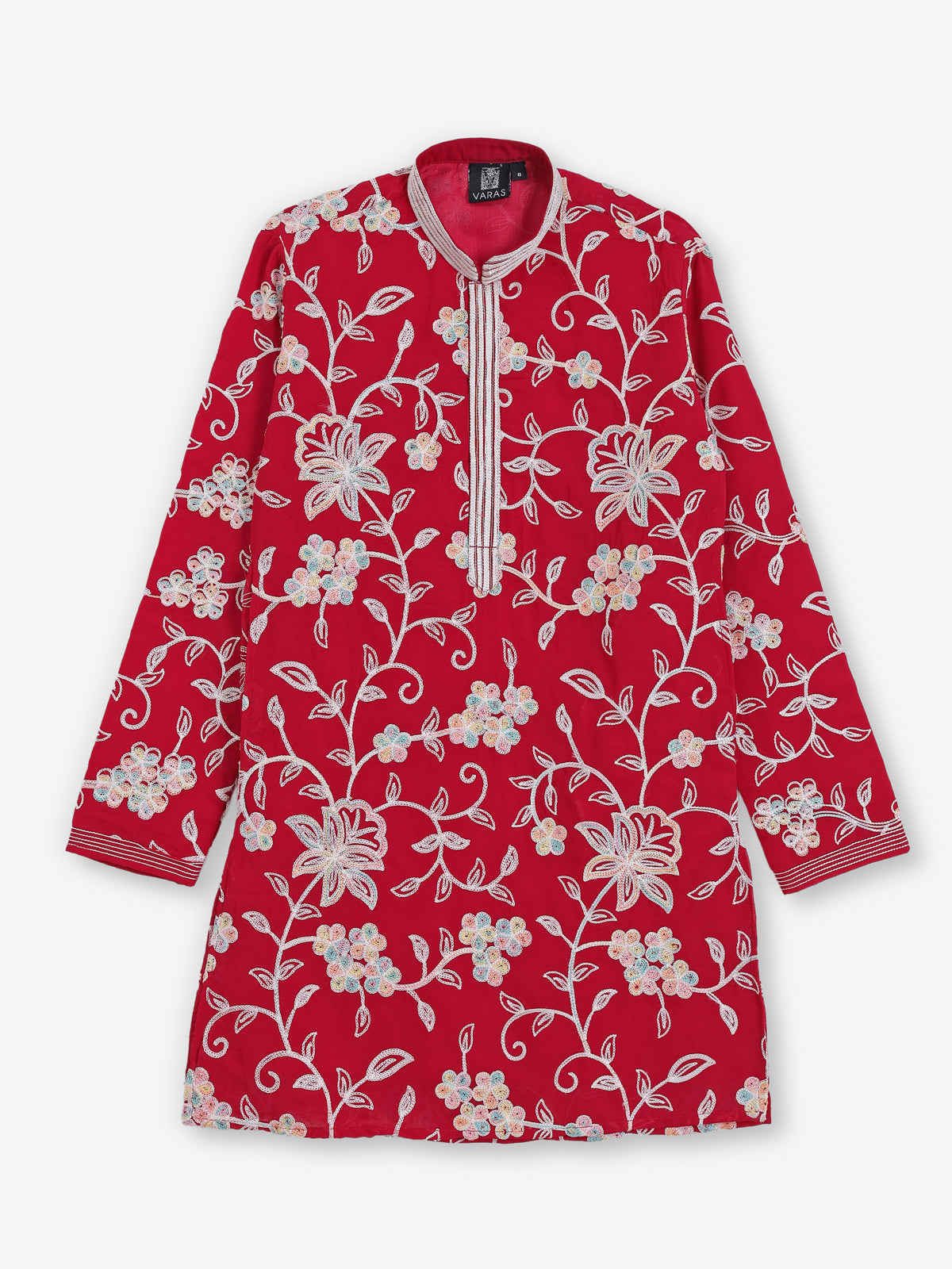 Red georgette thread worked kurta suit for wedding