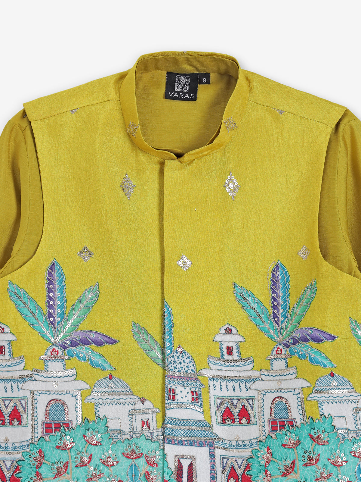 Yellow silk waistcoat set for wedding celebration
