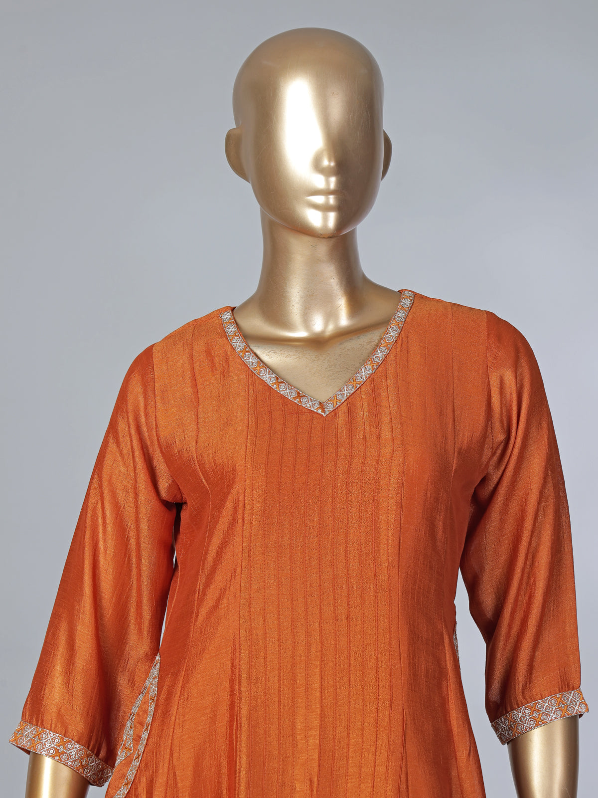 Orange silk embroidered festive salwar suit