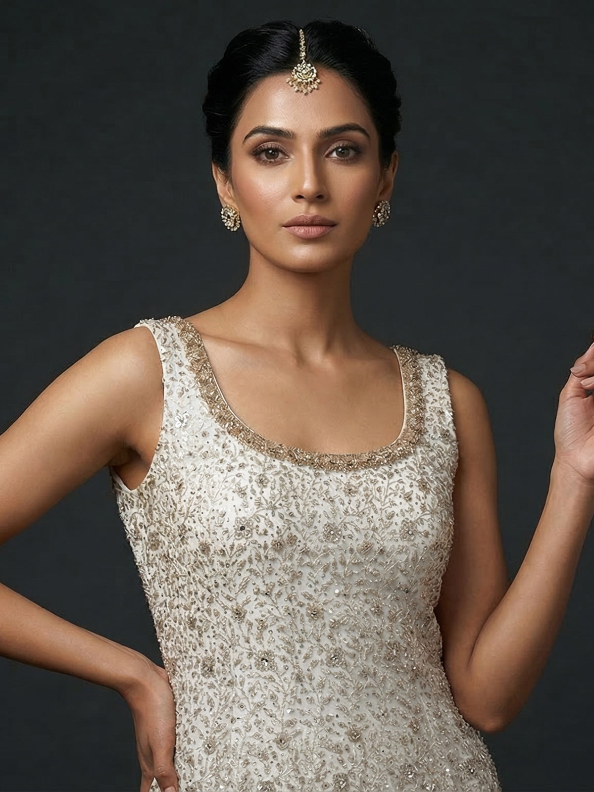 White georgette pakistani style salwar suit with palazzo
