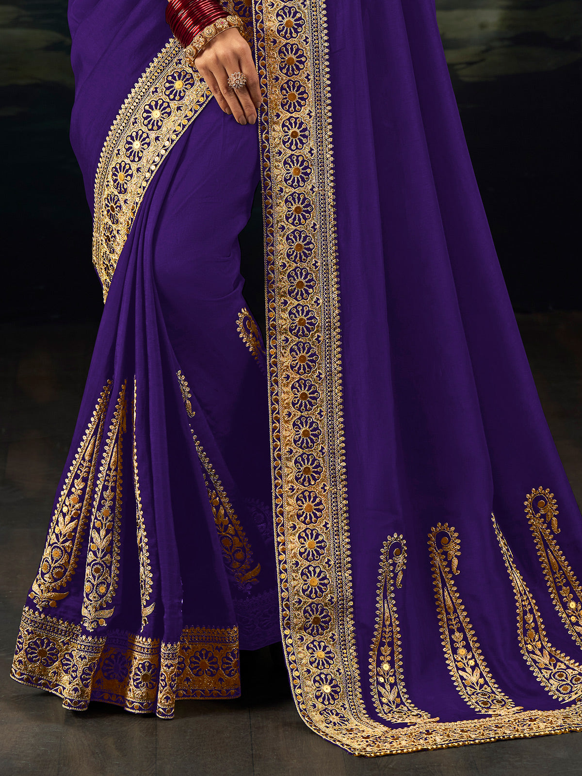 Purple festive wear munga silk saree