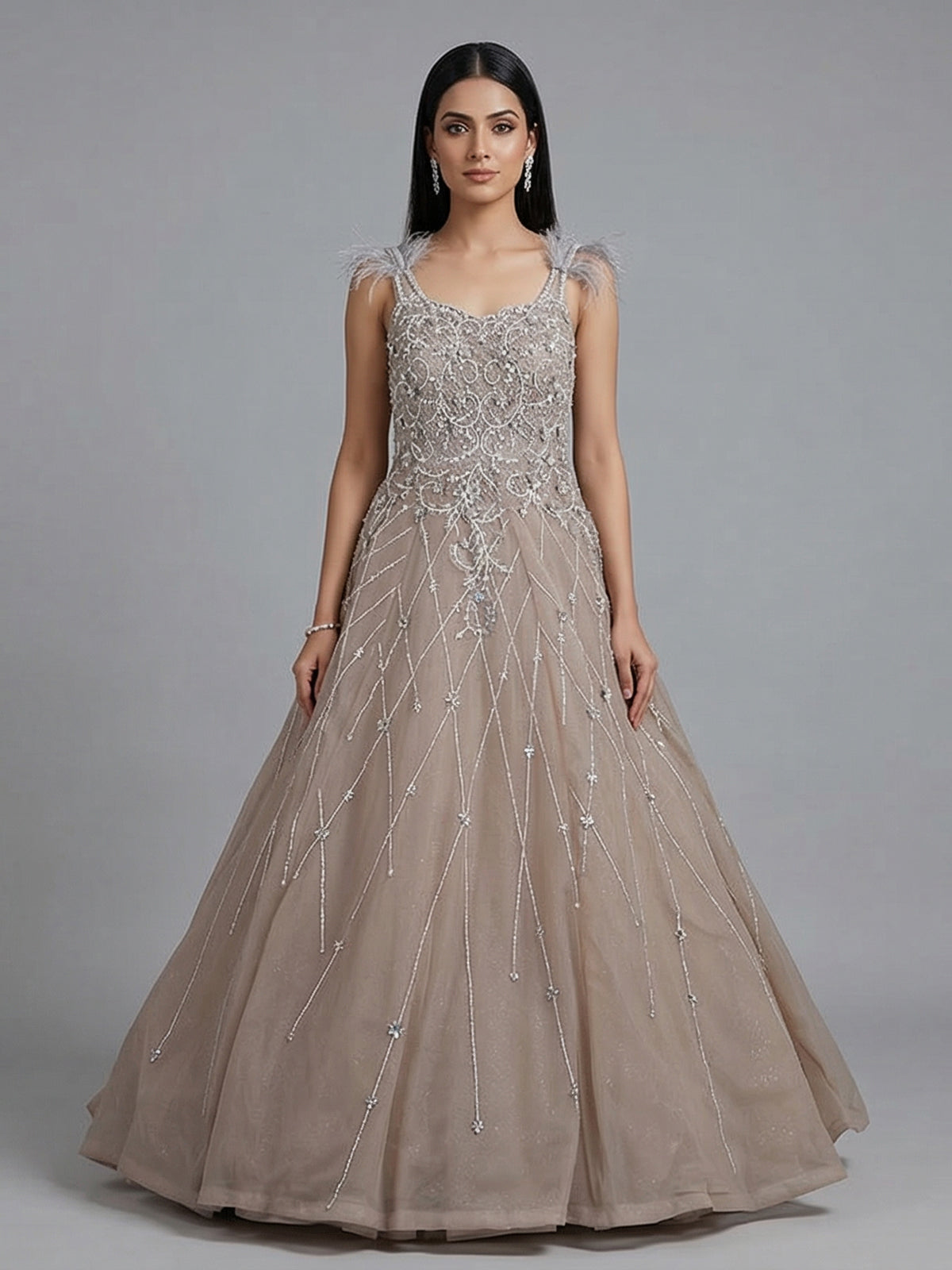 Chic beige net gown