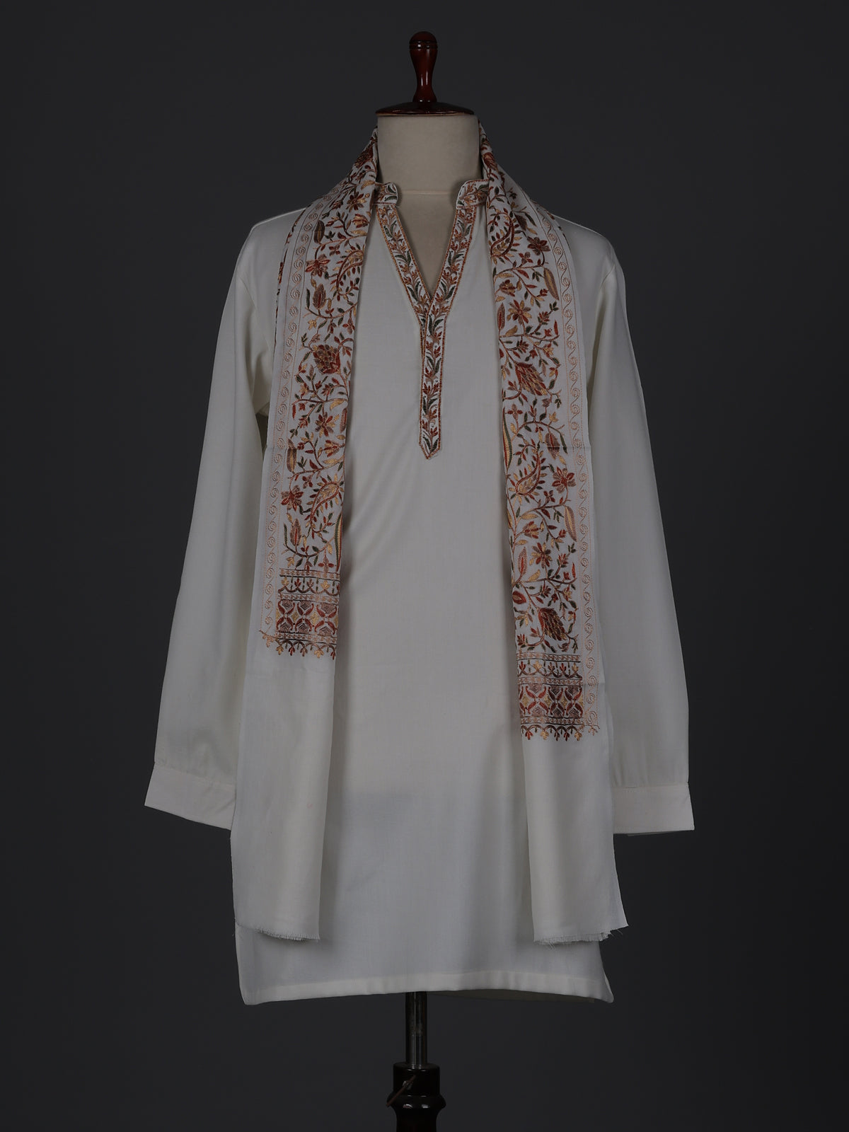 White cotton silk festive kurta suit with dupatta