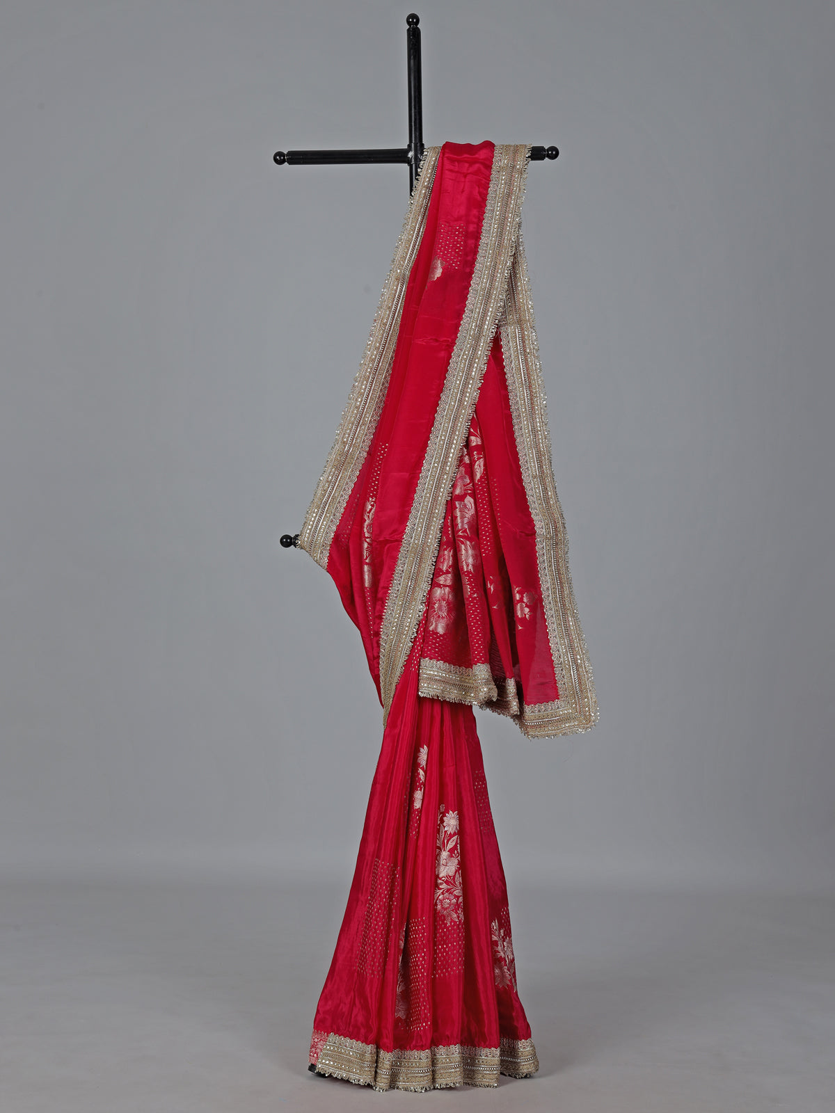 Rani pink dola silk sequins zardosi festive saree