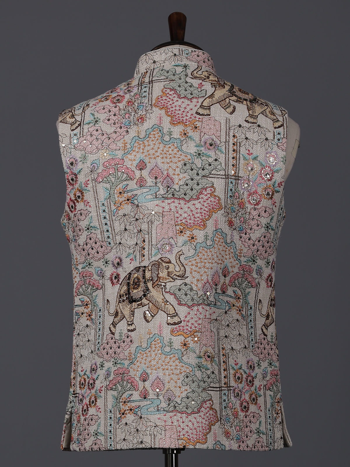Cream jute thread and sequin festive waistcoat