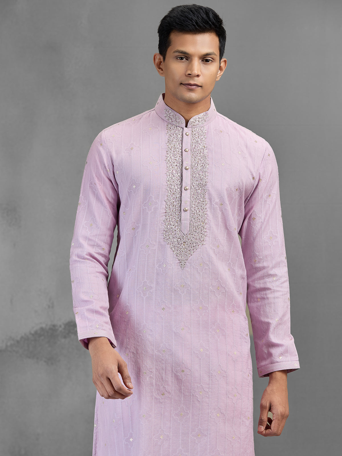 Light lavender festive embroidered elegant kurta suit