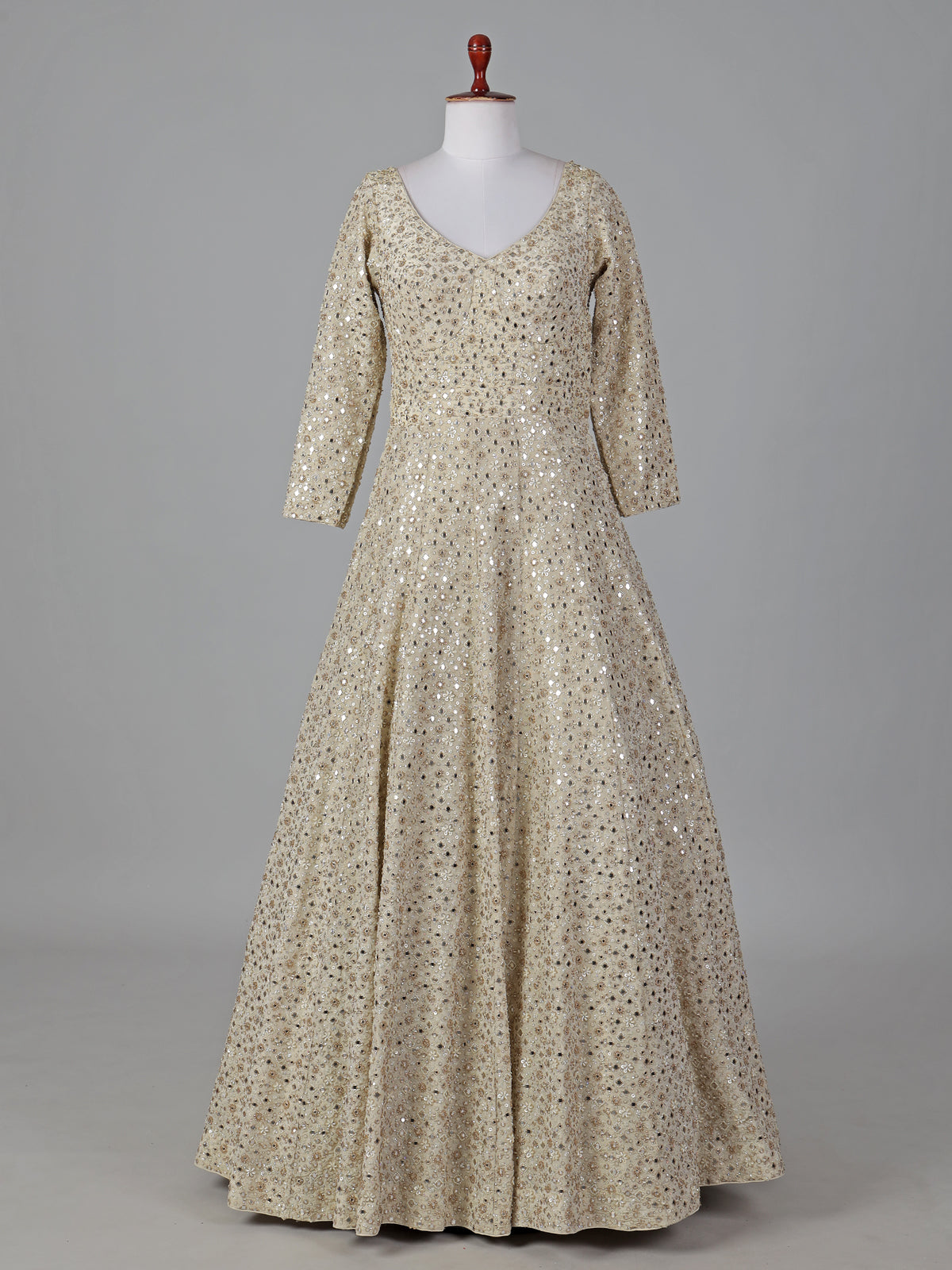 Cream silk anarkali suit with traditional festive charm