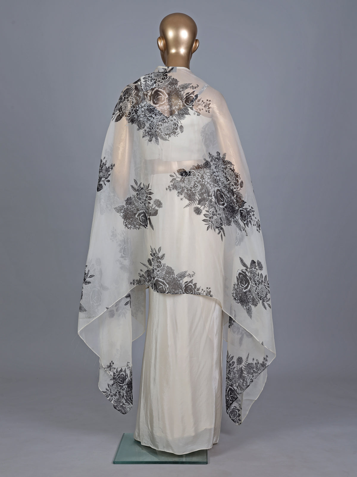 Cream silk indowestern suit with designer long shrug