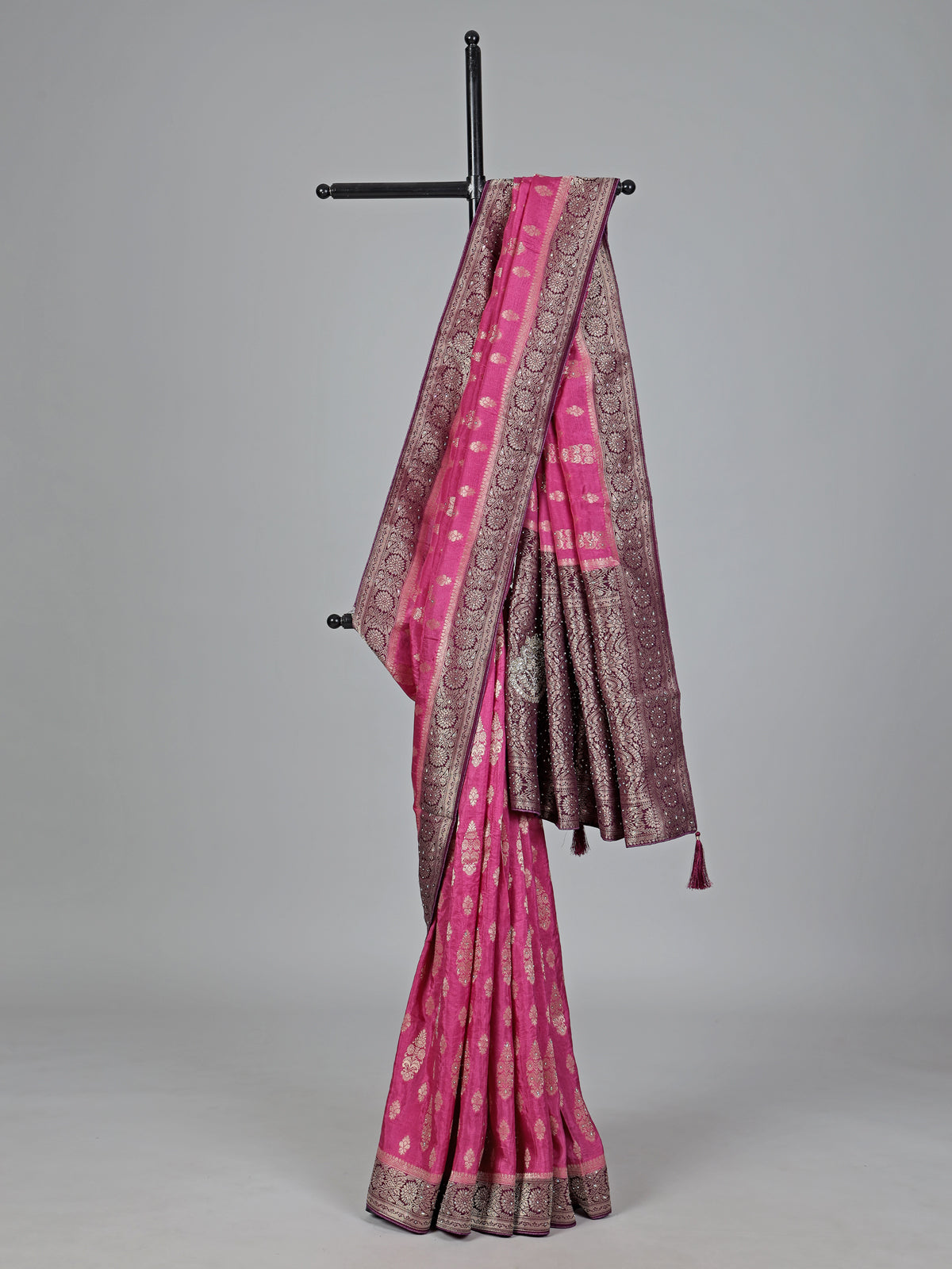 Purple dola silk zari and stone festive saree