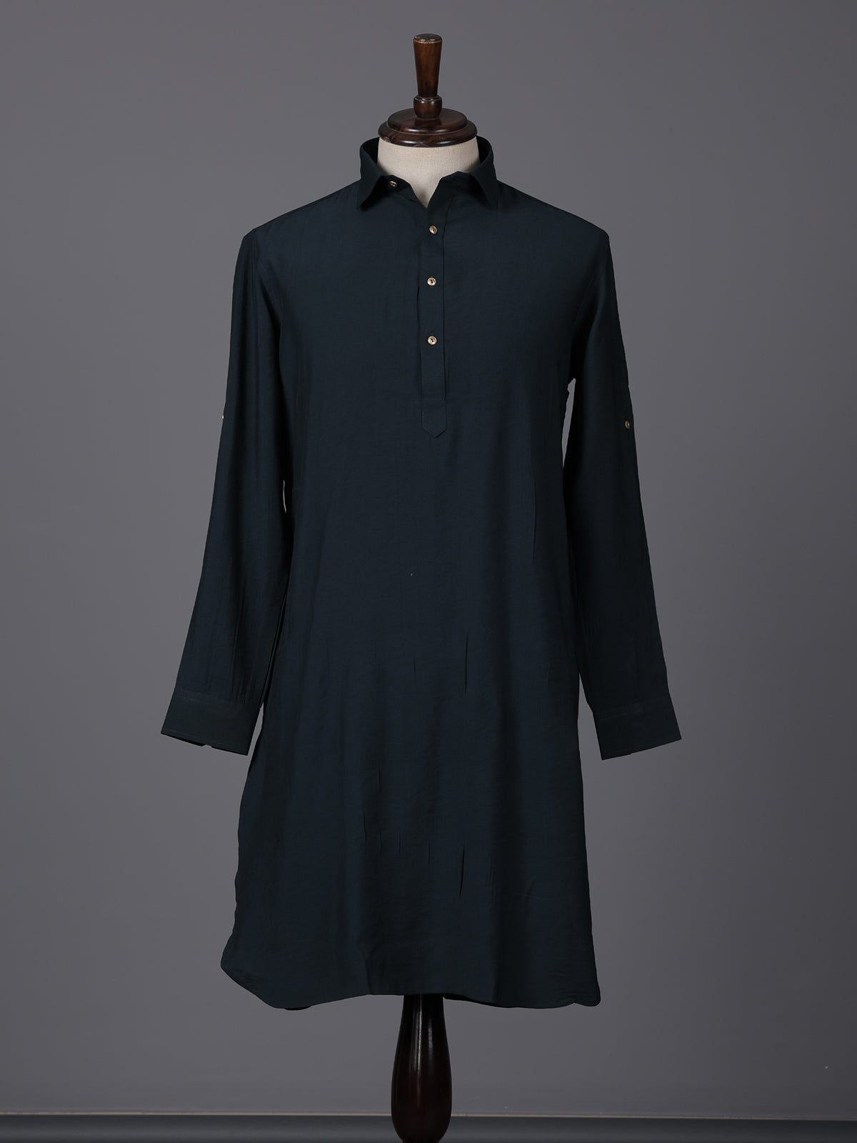 Dark green silk solid festive eid pathani suit