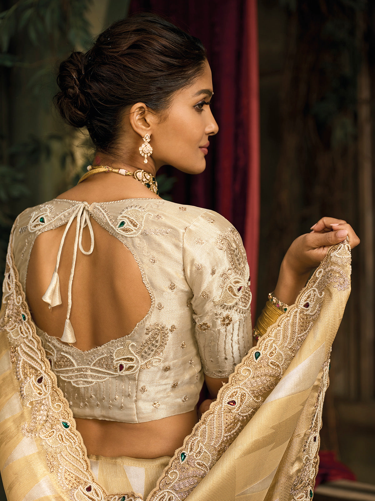 Yellow ziraf silk embellished festive wedding saree
