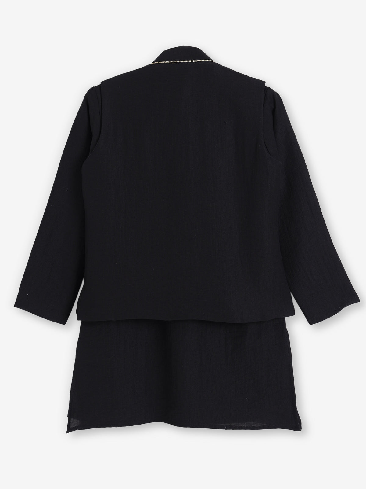 Black silk festive wear boys waistcoat set