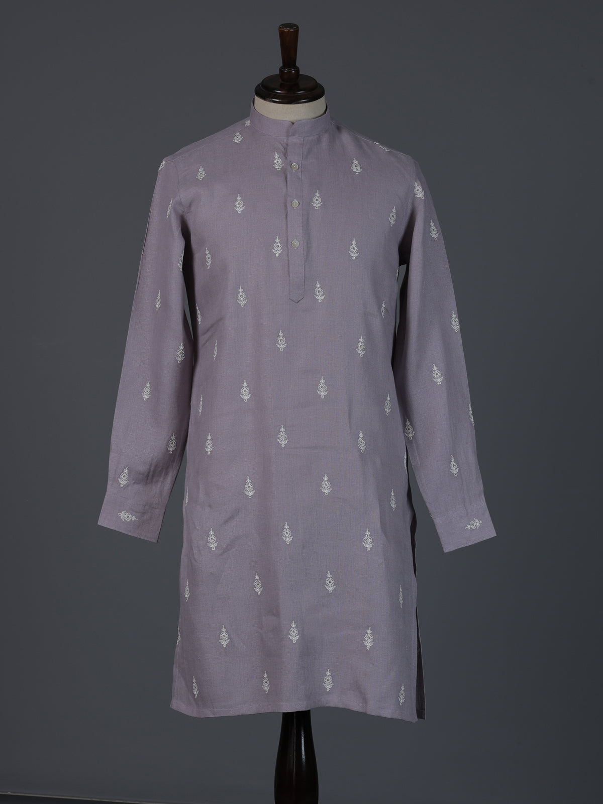 Lilac purple cotton thread work festive kurta
