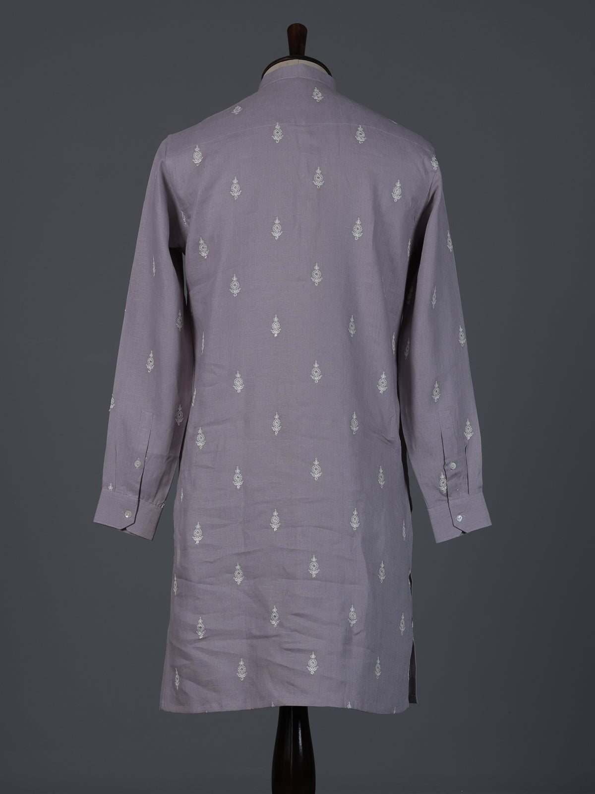 Lilac purple cotton thread work festive kurta