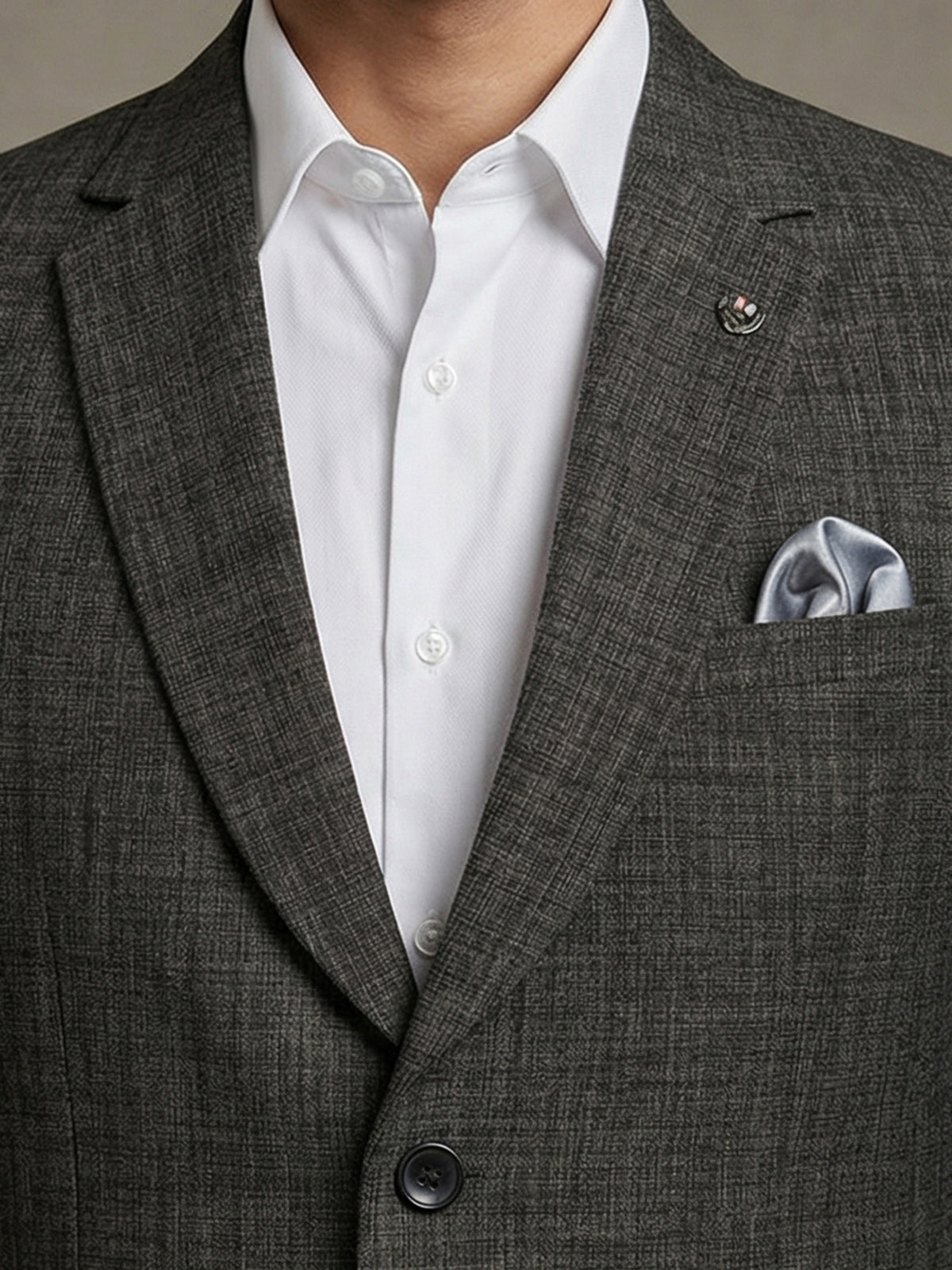 Charcoal black terry rayon classic two button blazer
