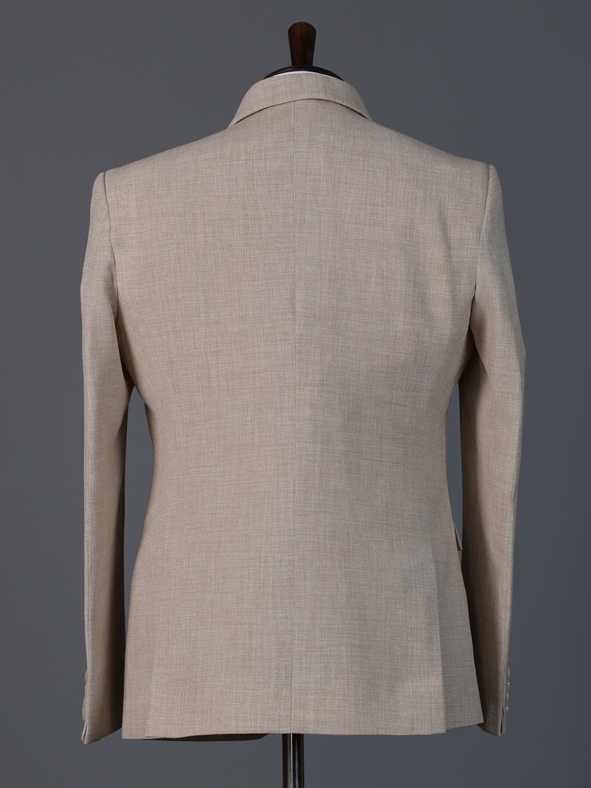 Beige terry rayon elegant two button formal blazer