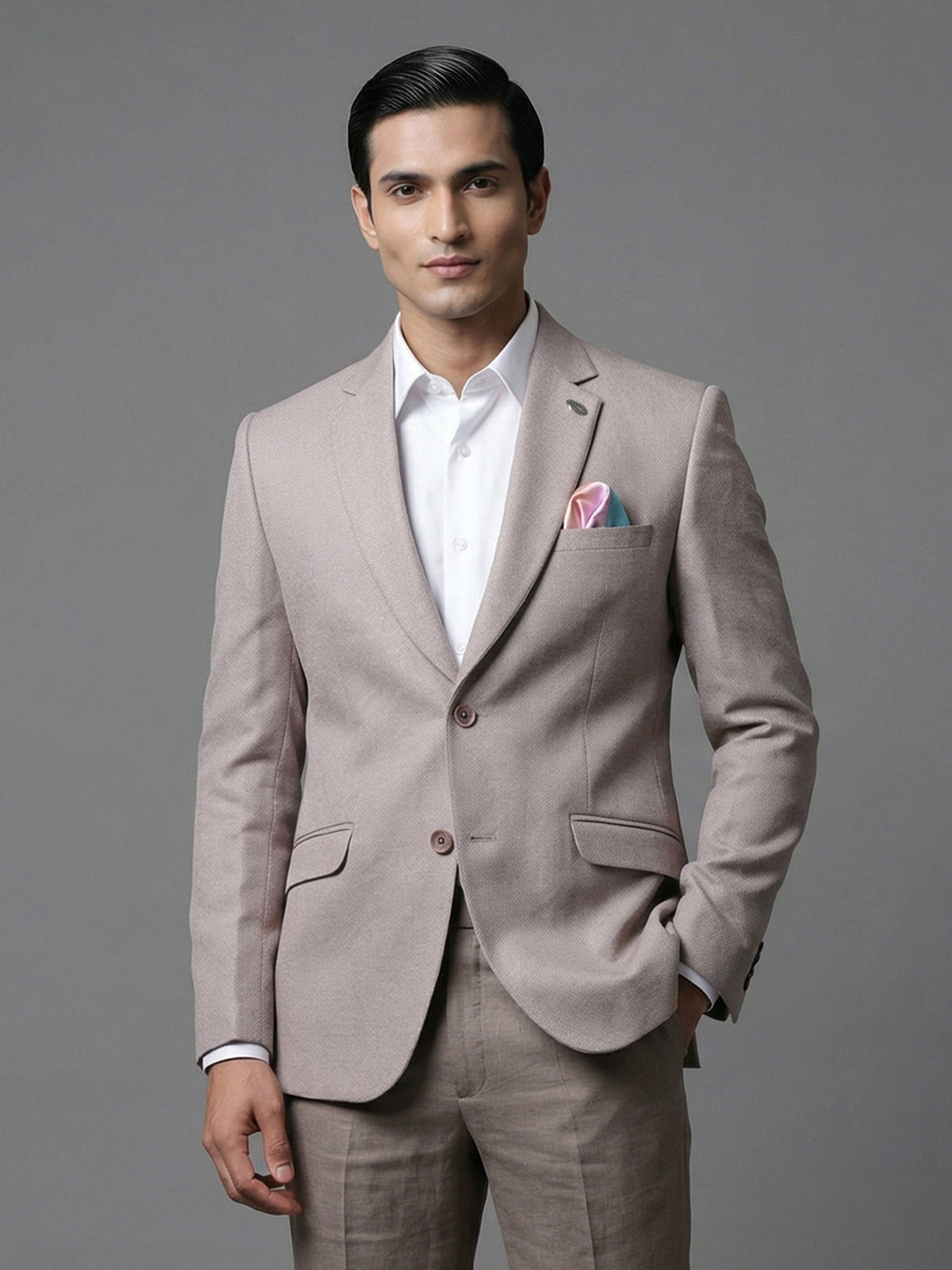 Lilac purple solid juth fabric designer blazer