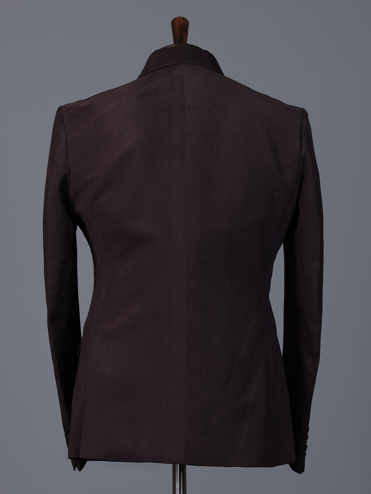 Wine terry rayon solid two button party blazer