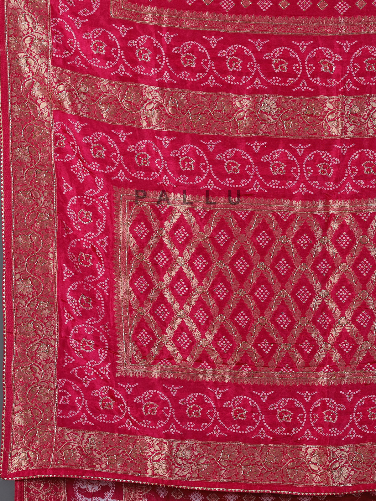 Rani pink bandhej dola silk festive saree