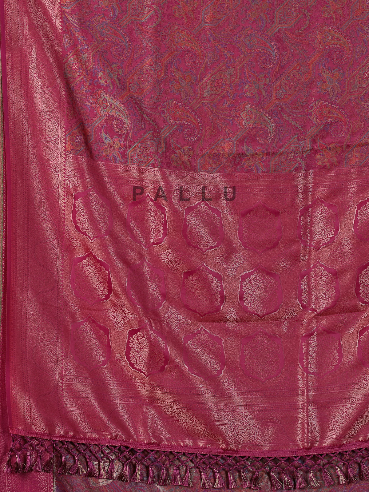Purple art pashmina silk zari motif festive saree
