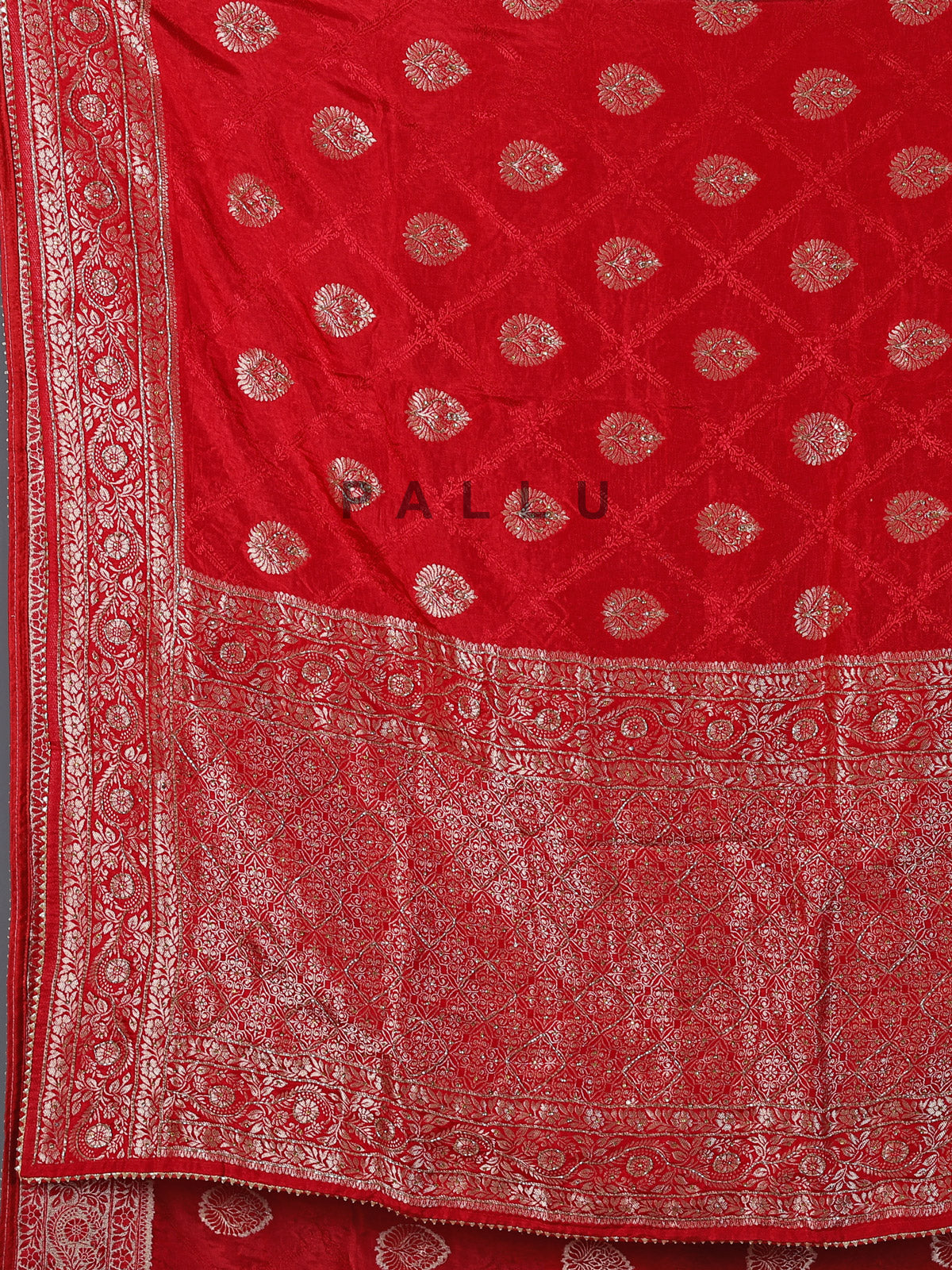 Red dola silk zari work festive saree