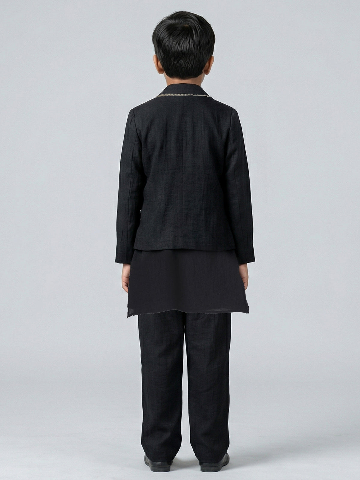 Black silk festive wear boys waistcoat set