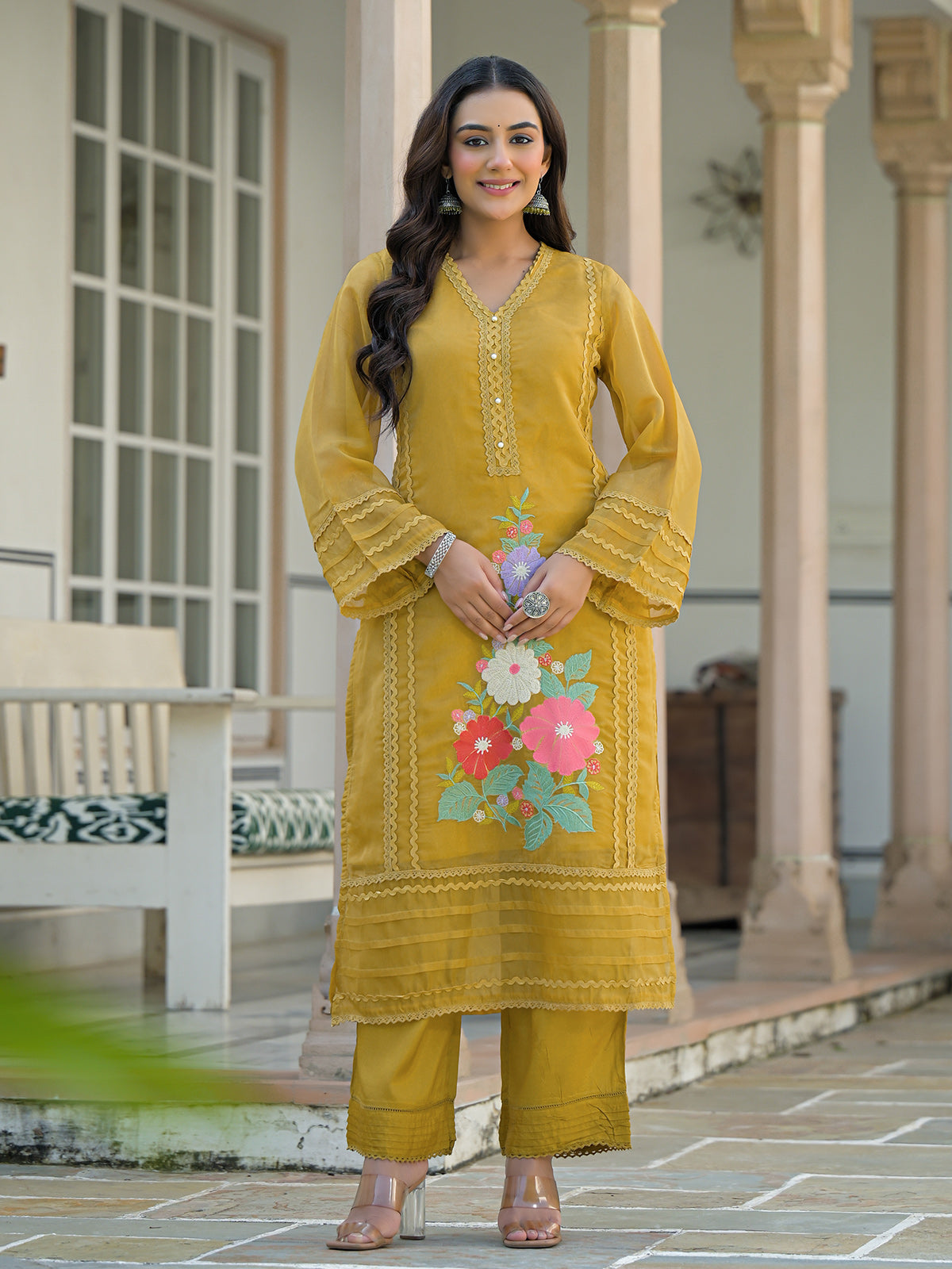 Mehendi olive tissue silk festive palazzo set with dupatta