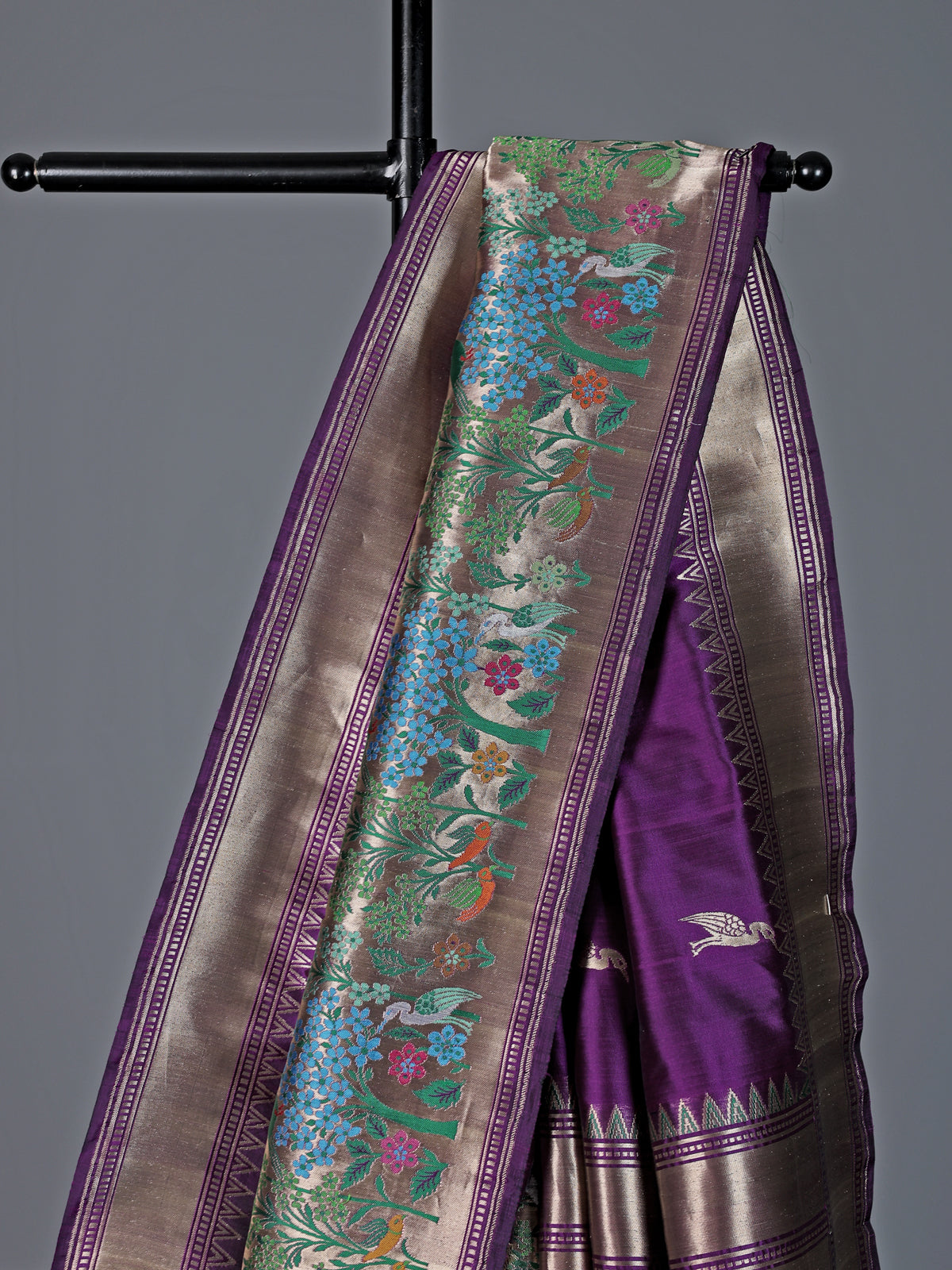 Deep purple pure banarasi silk zari pallu festive saree