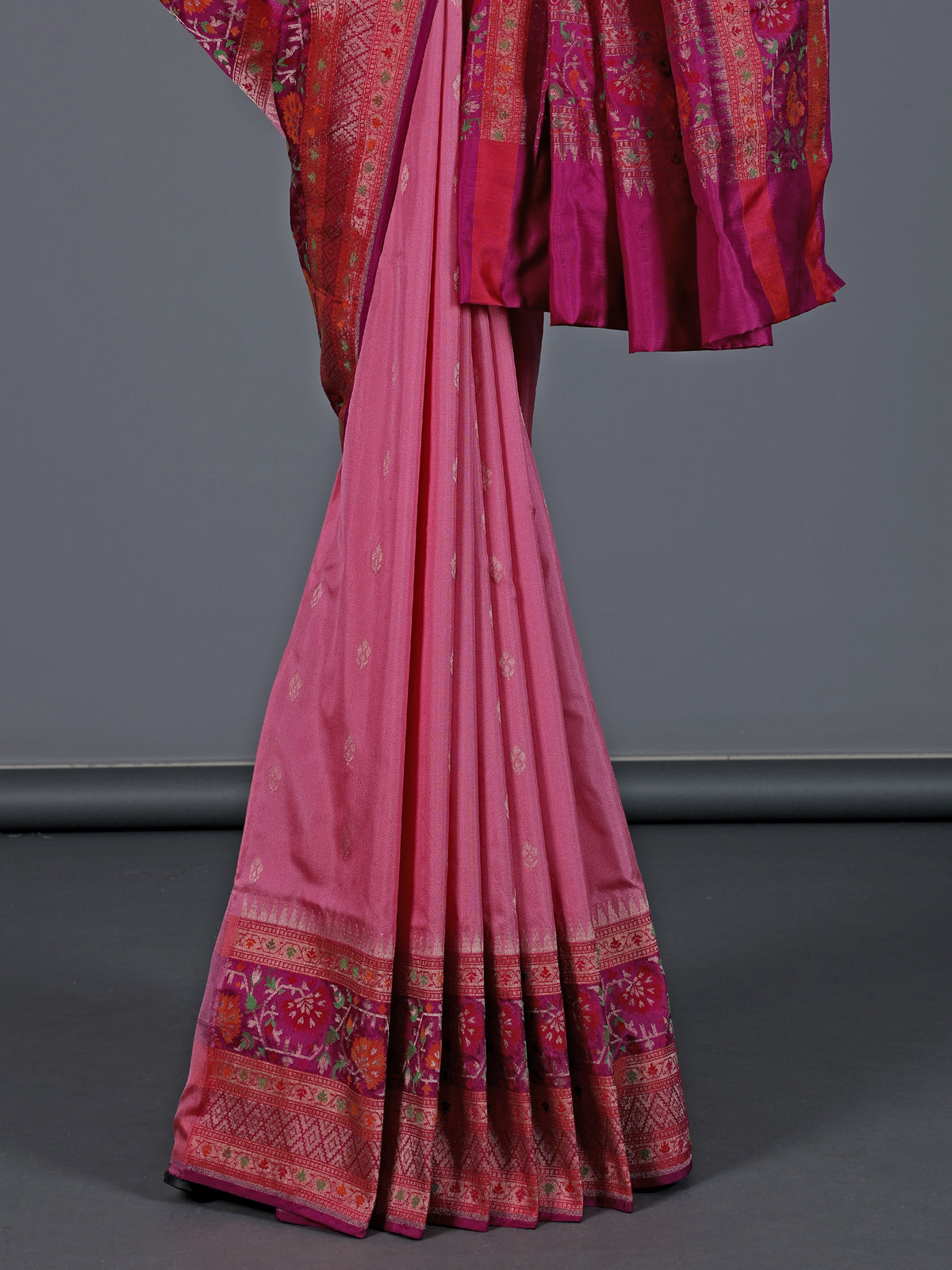 Rani pink pure banarasi silk dual tone festive saree