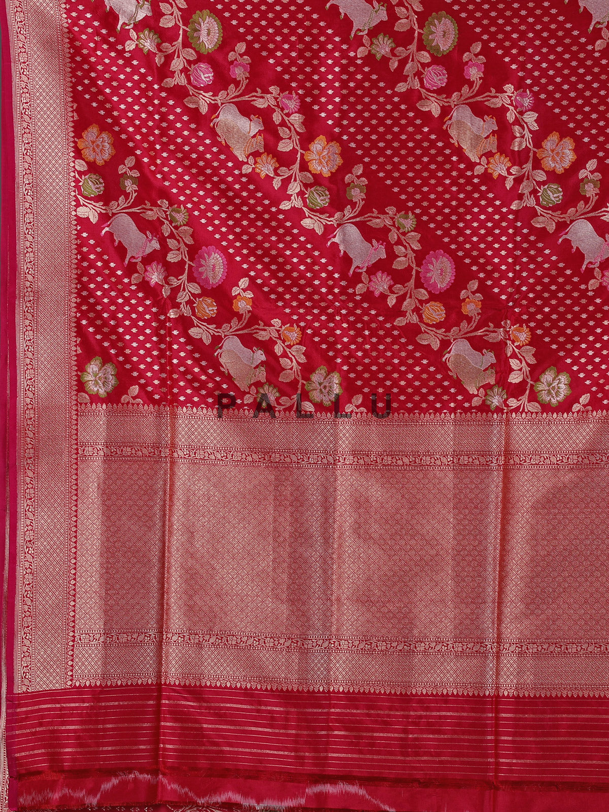 Red pure banarasi silk zari woven wedding festive saree