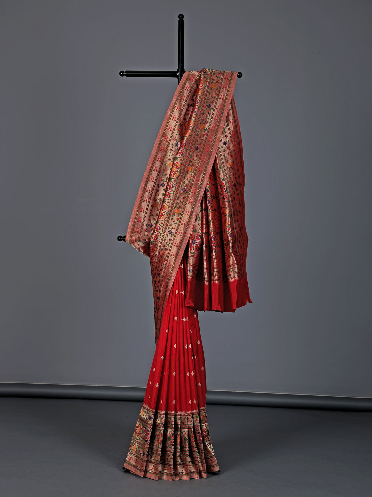 Red pure banarasi silk traditional zari festive saree