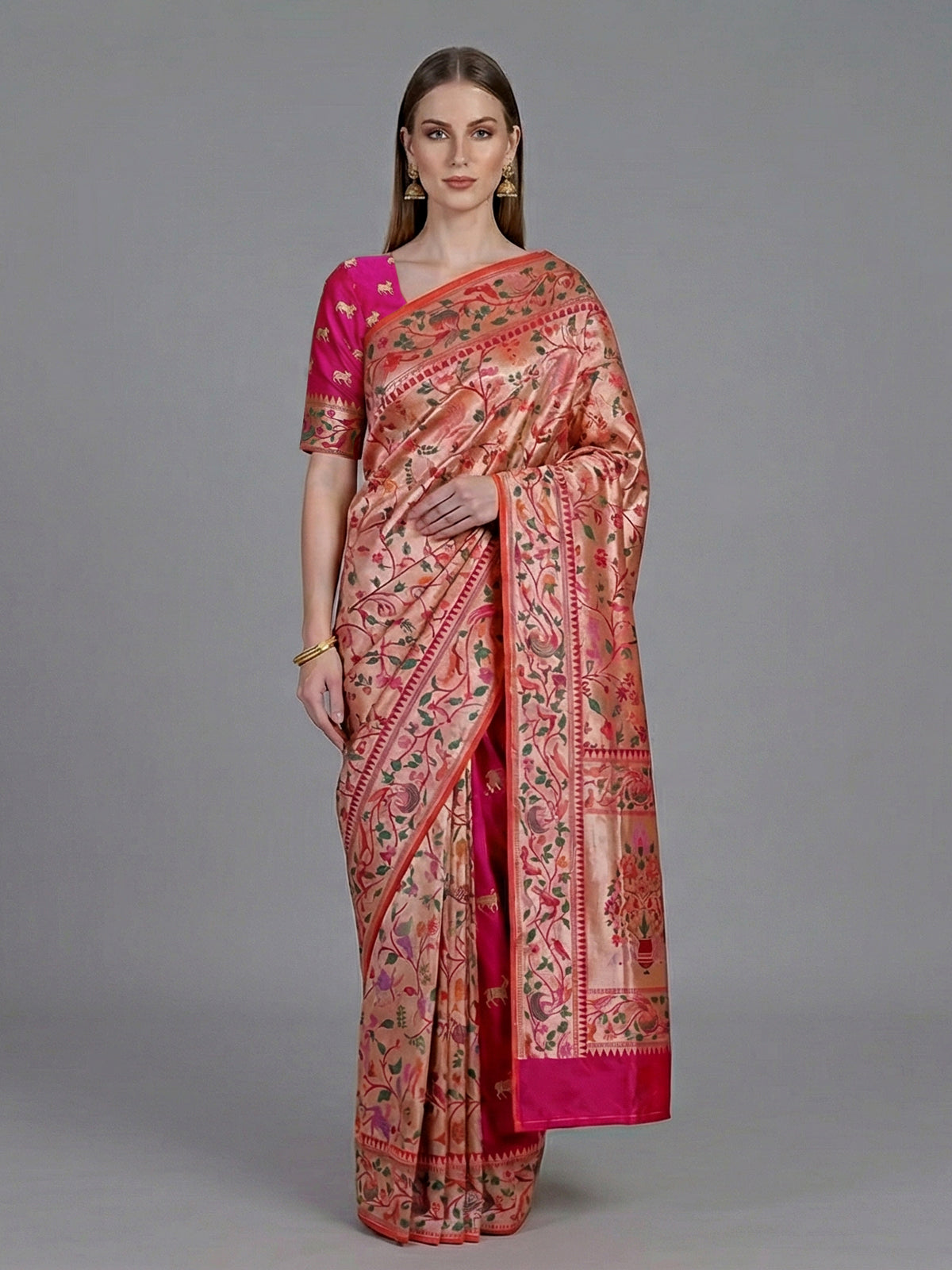 Rani pink pure banarasi silk heritage saree