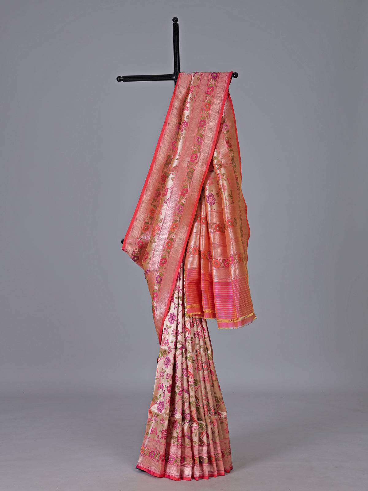 Light pink banarasi silk woven festive saree