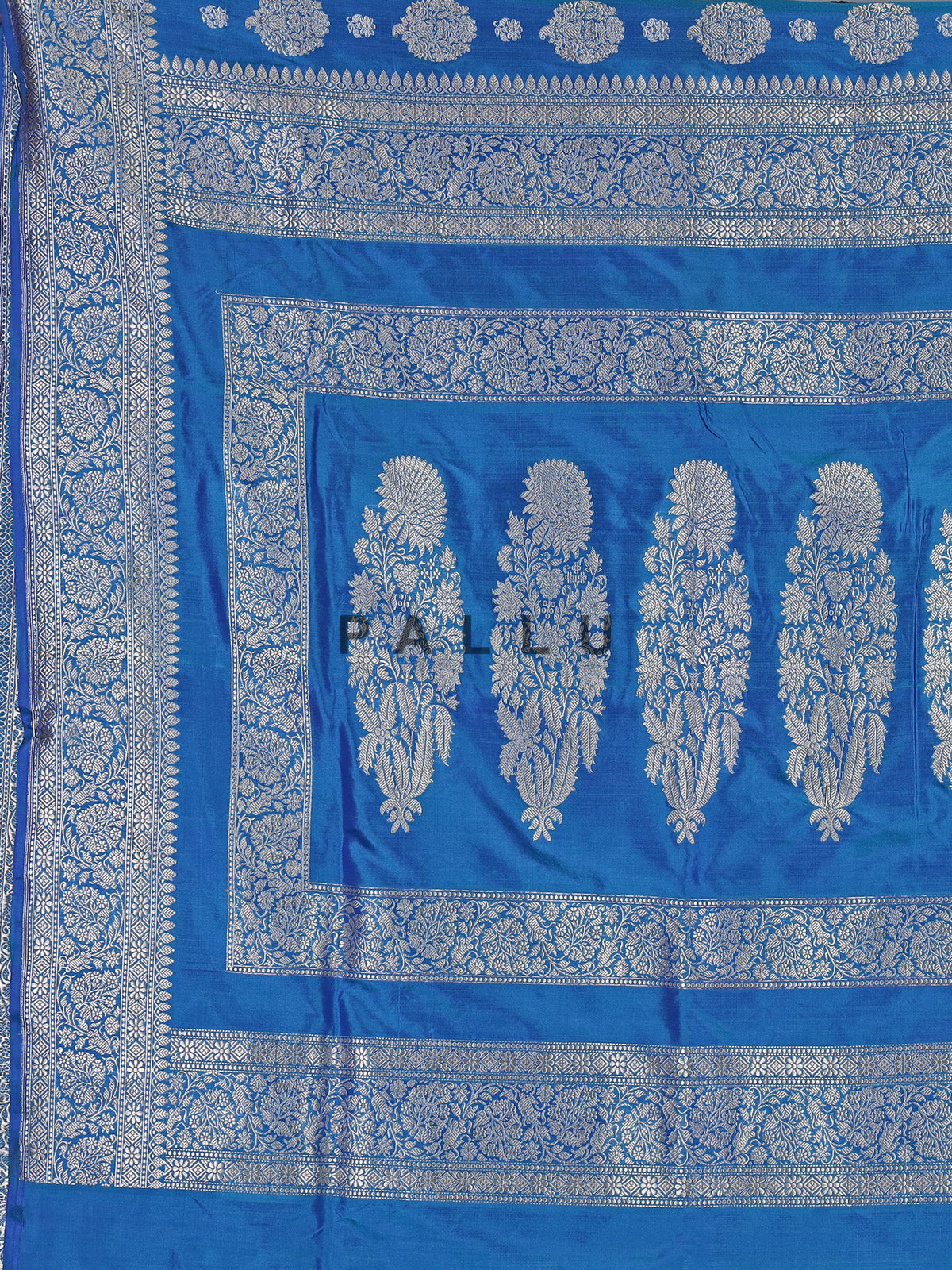 Sky blue pure banarasi silk zari saree
