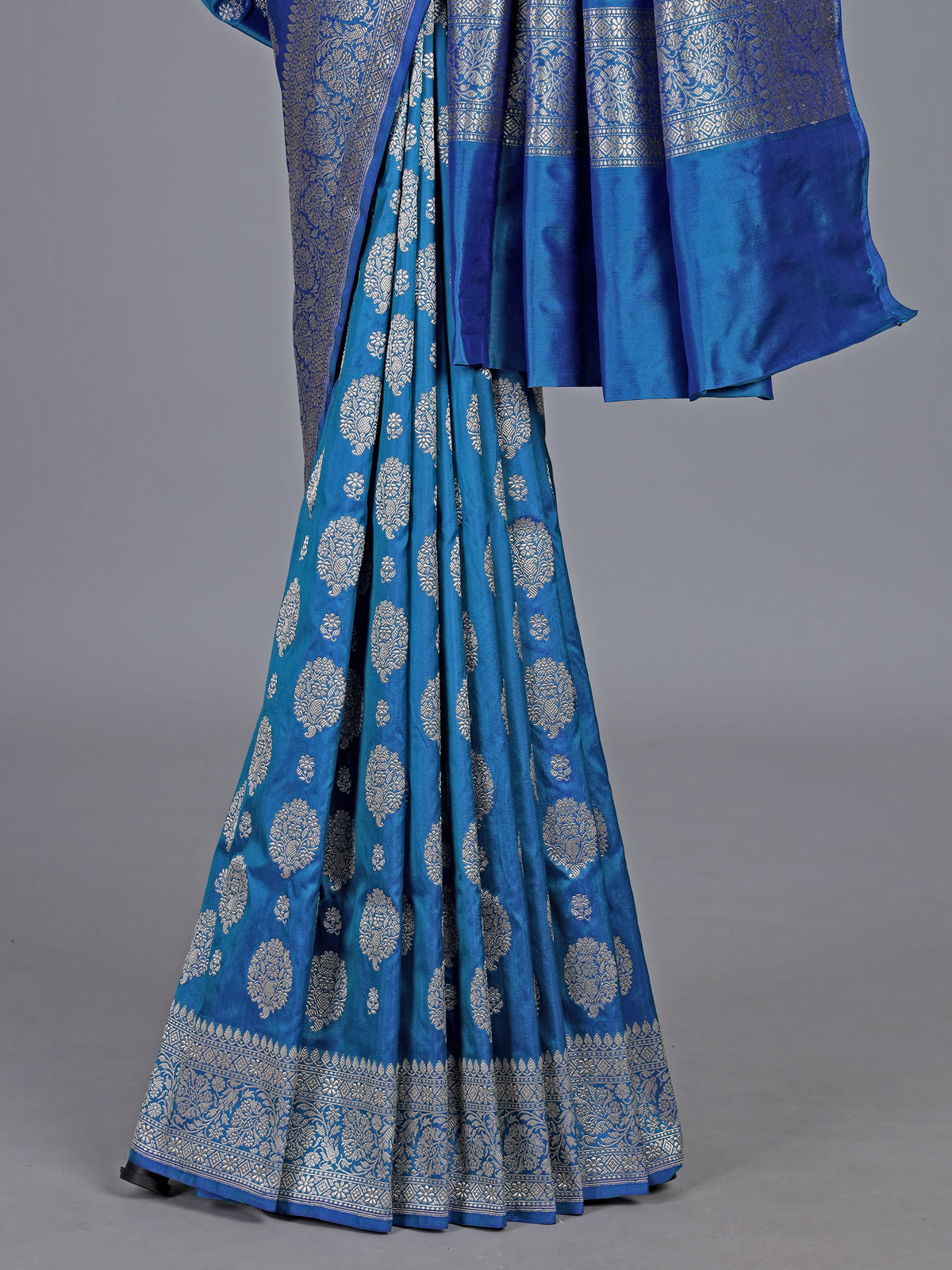 Sky blue pure banarasi silk zari saree
