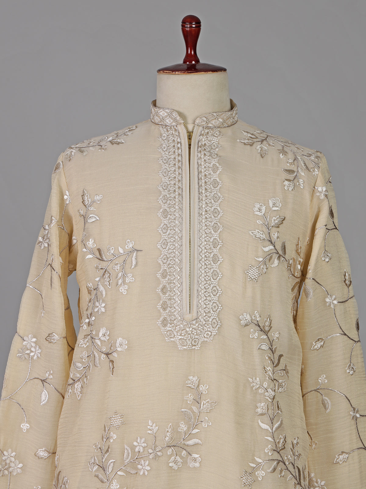 Cream georgette embroidered wedding kurta suit