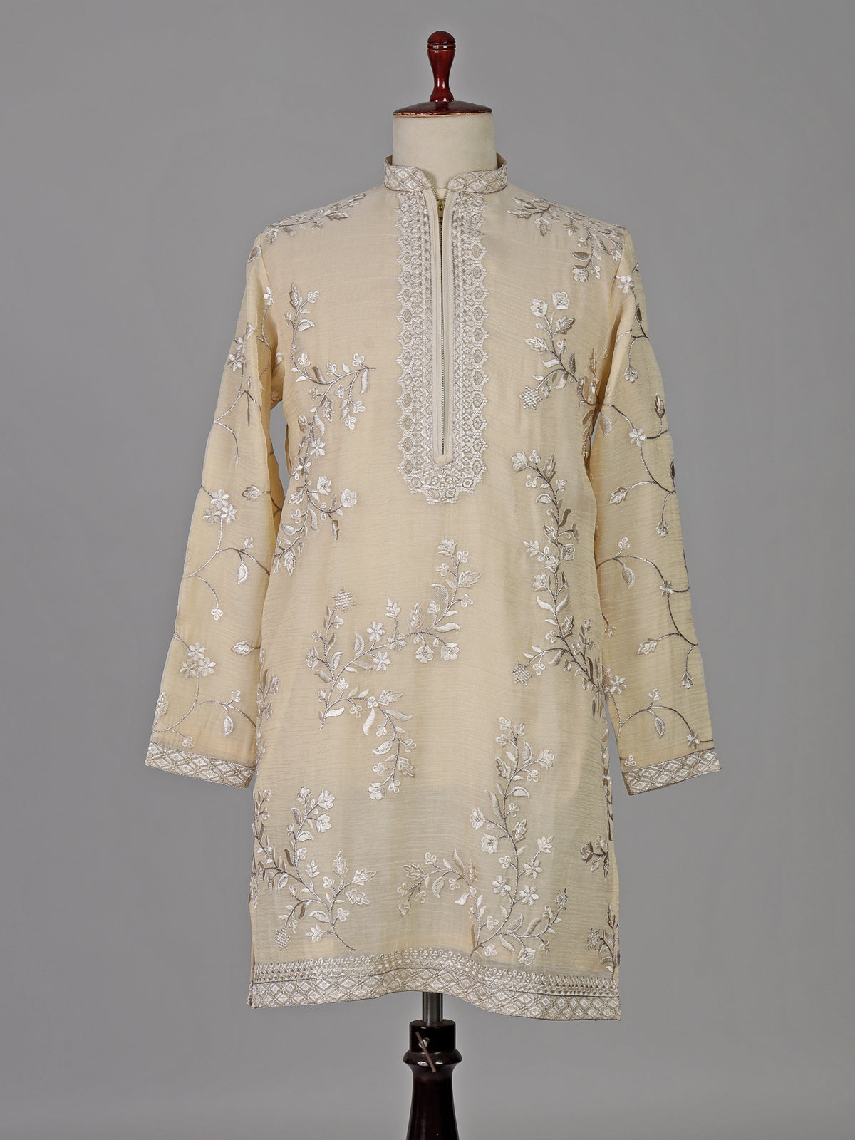 Cream georgette embroidered wedding kurta suit