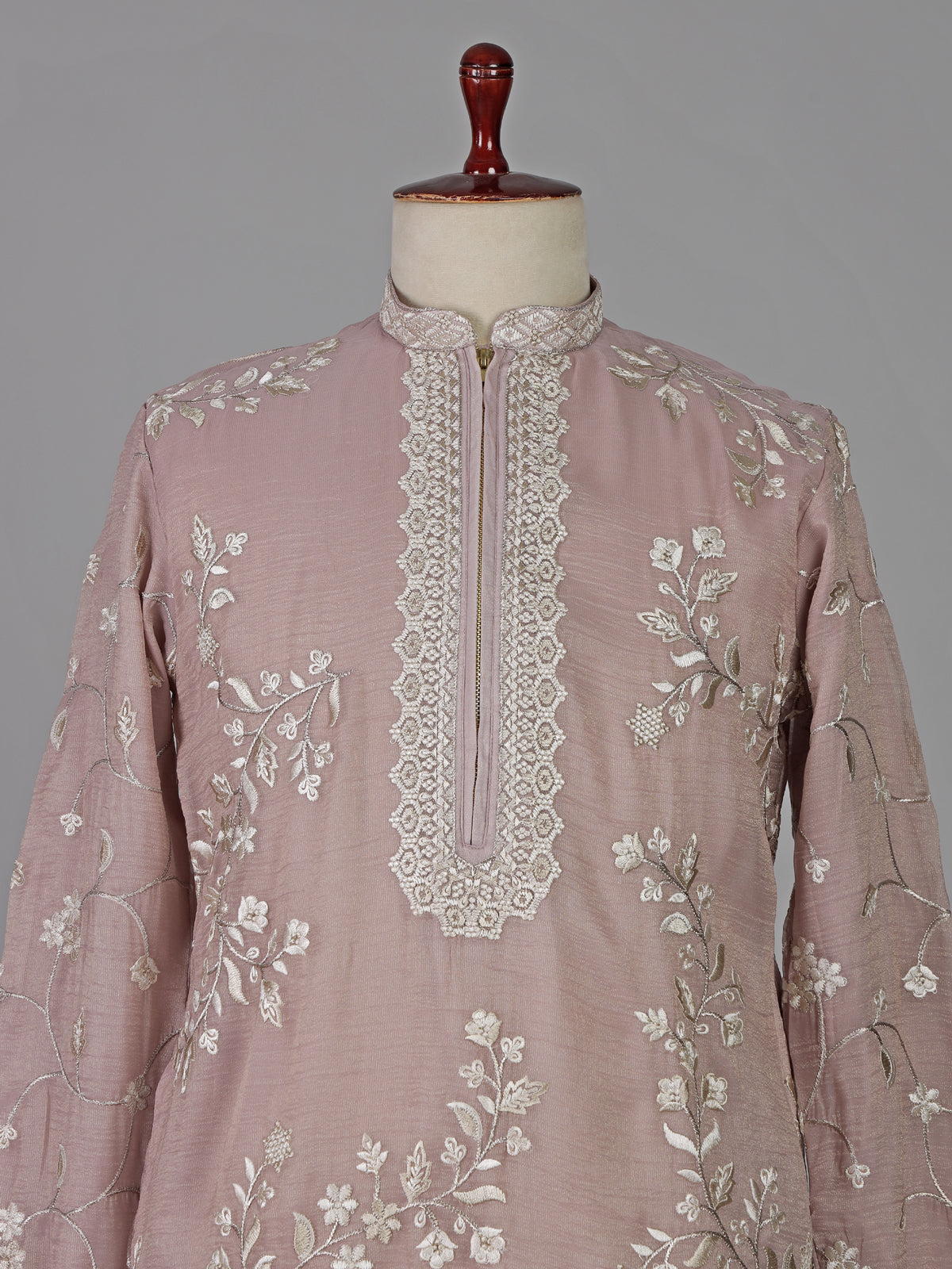 Onion pink georgette embroidered occasion kurta suit