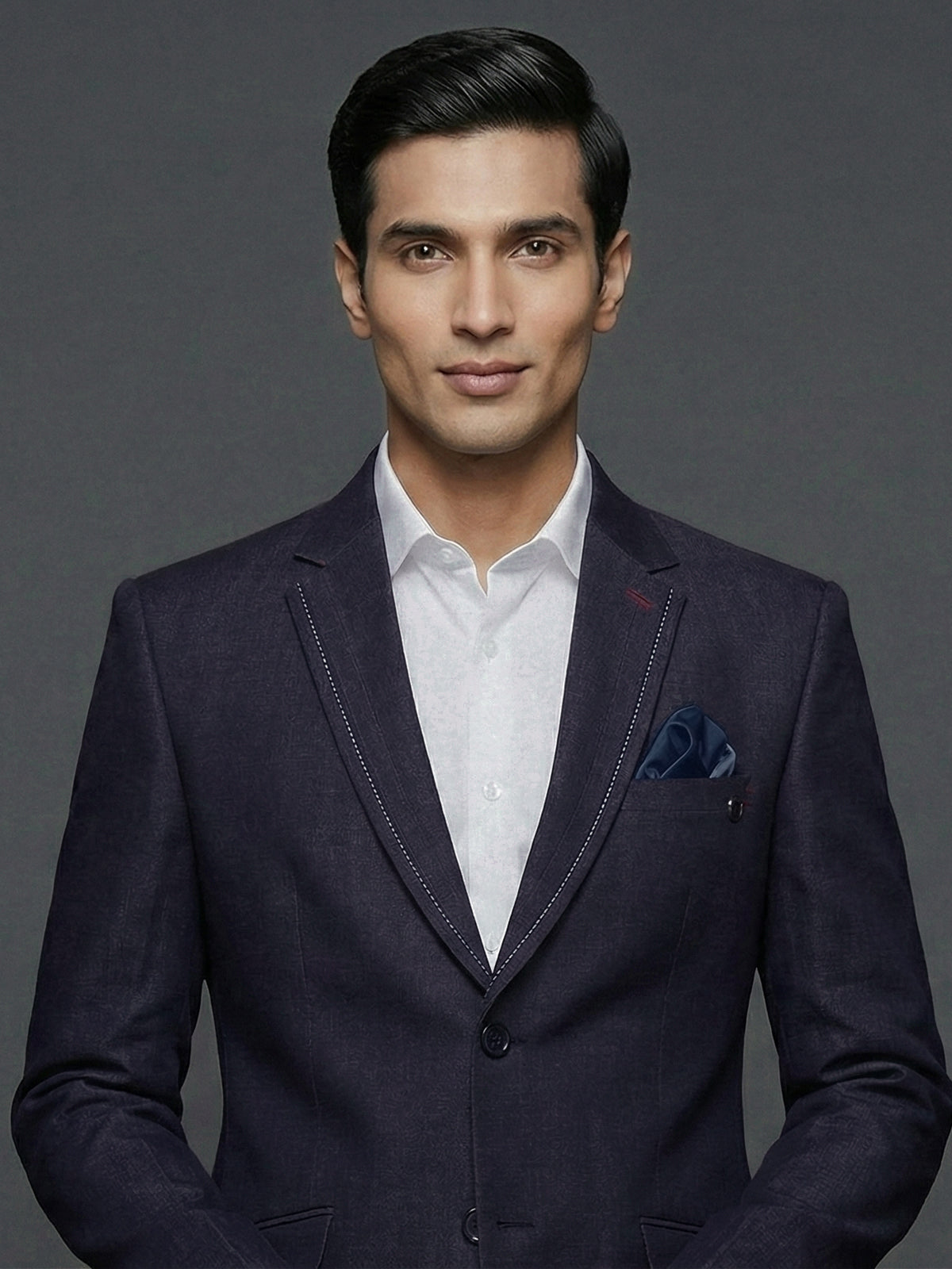 Deep navy blue terry rayon festive blazer