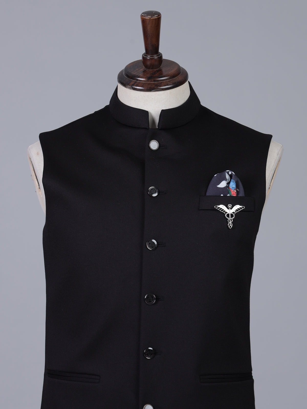Black timeless polyester viscose waistcoat