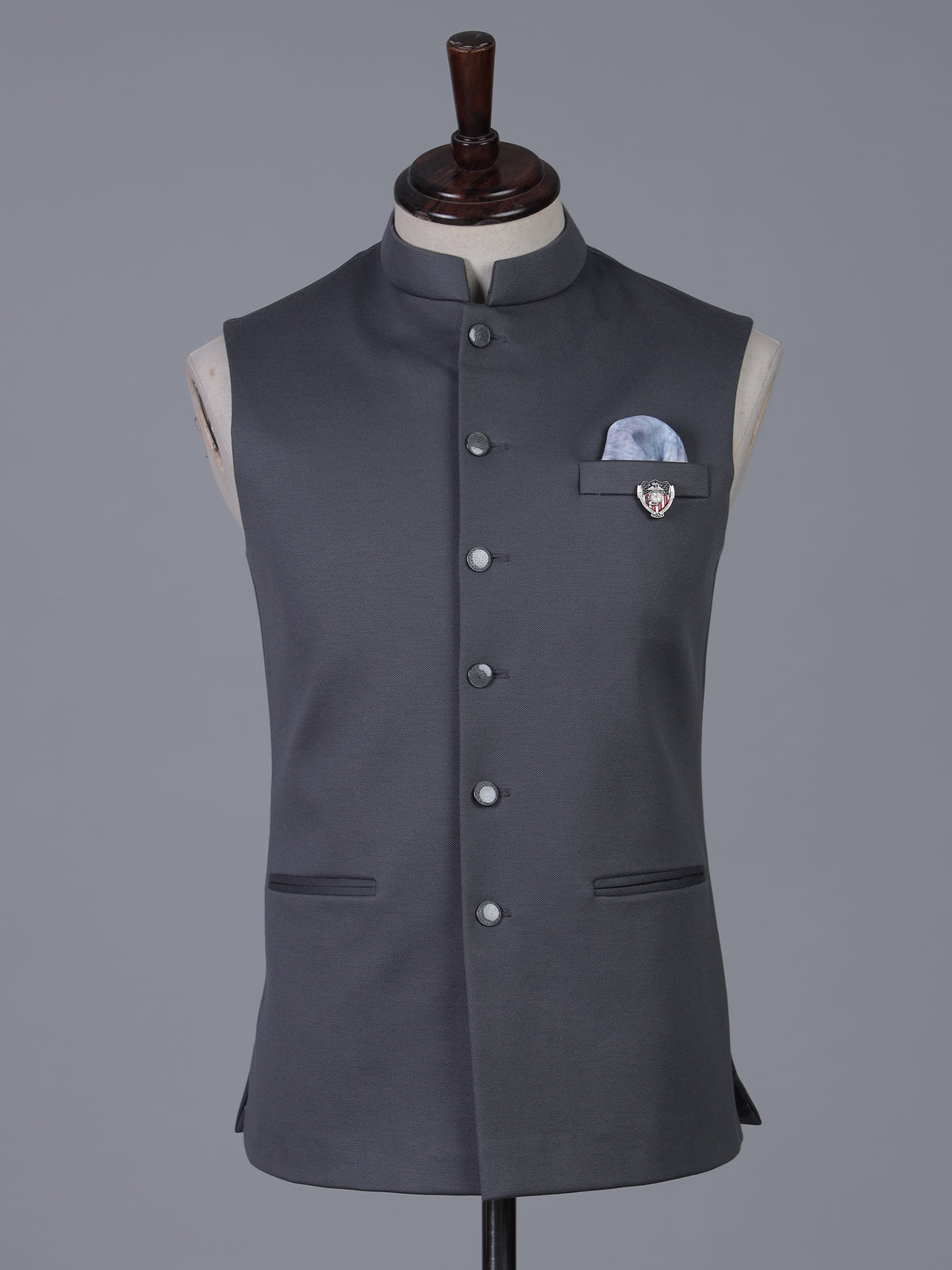 Grey versatile polyester viscose waistcoat